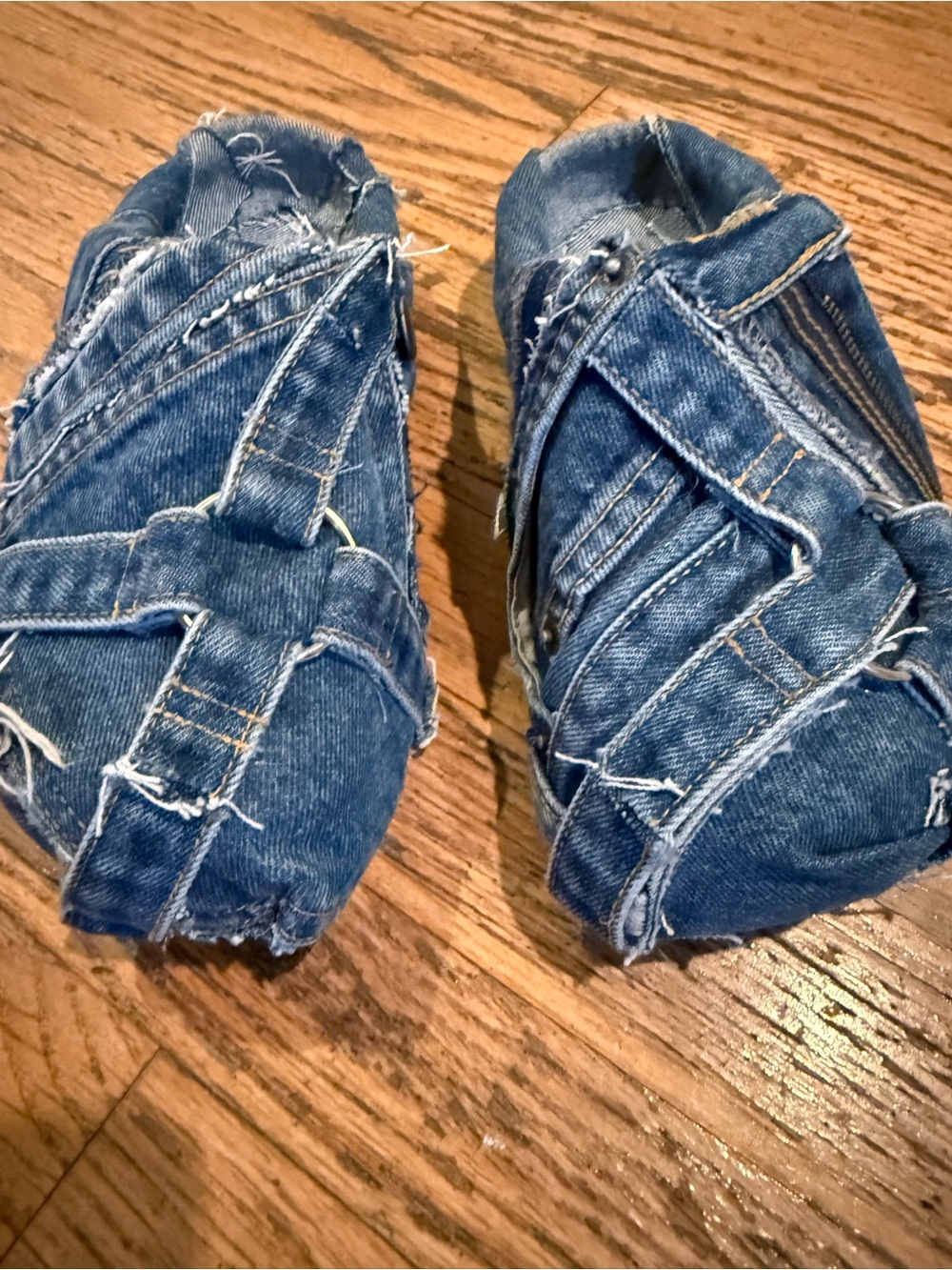 Upcycled Distressed Denim Patchwork Slip-On Shoes Boho Y2K Handmade Style
